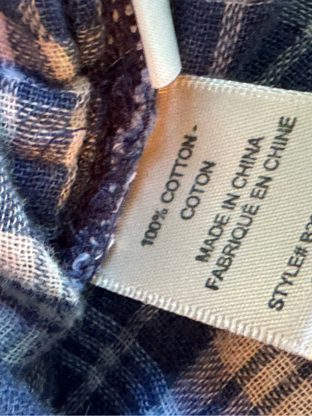 cloth & stone Blue Plaid cotton button down top XS EUC - Picture 7 of 7